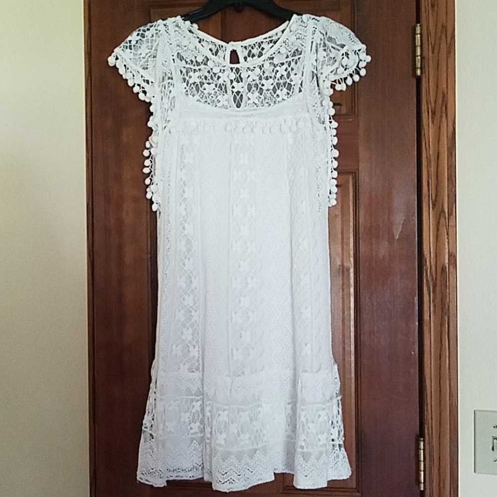 Miss Selfridge pom lace ruffle mini dress XS S 4